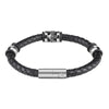 Three Charms Stainless Steel Leather Bracelet