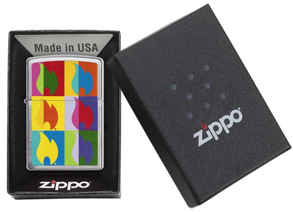 Abstract Neon Flame Design Windproof Lighter in packaging