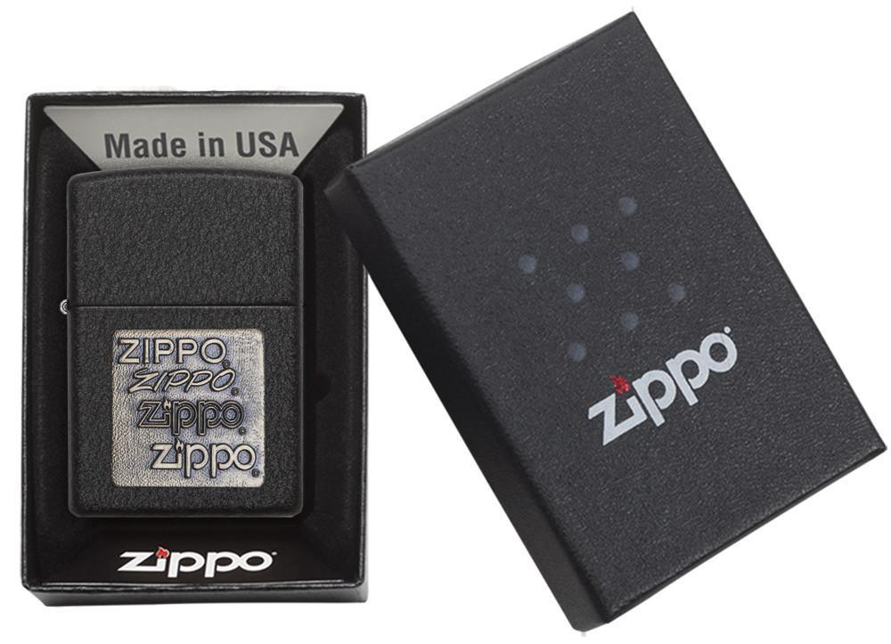 Black Crackle™ Gold Zippo Logo