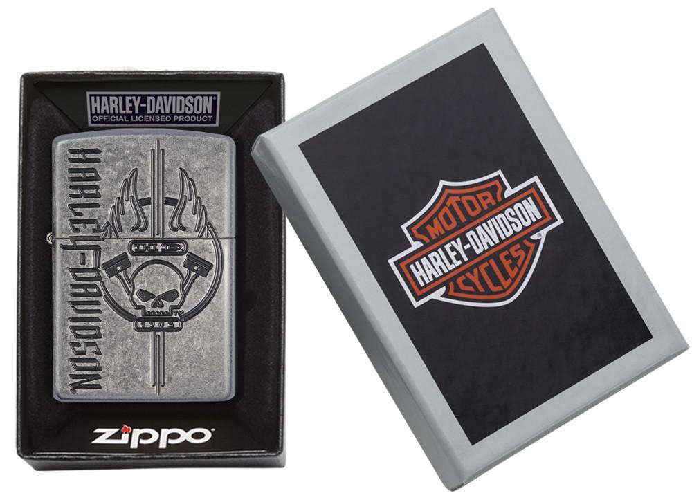 29280, Harley-Davidson HS Skull, Deep Carve, Antique Silver Plate, Armor Case
