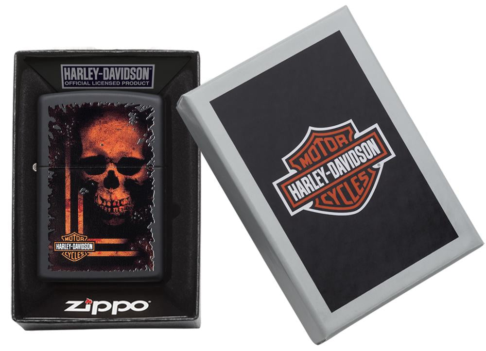 Harley-Davidson® Skull Design Black Matte Windproof Lighter