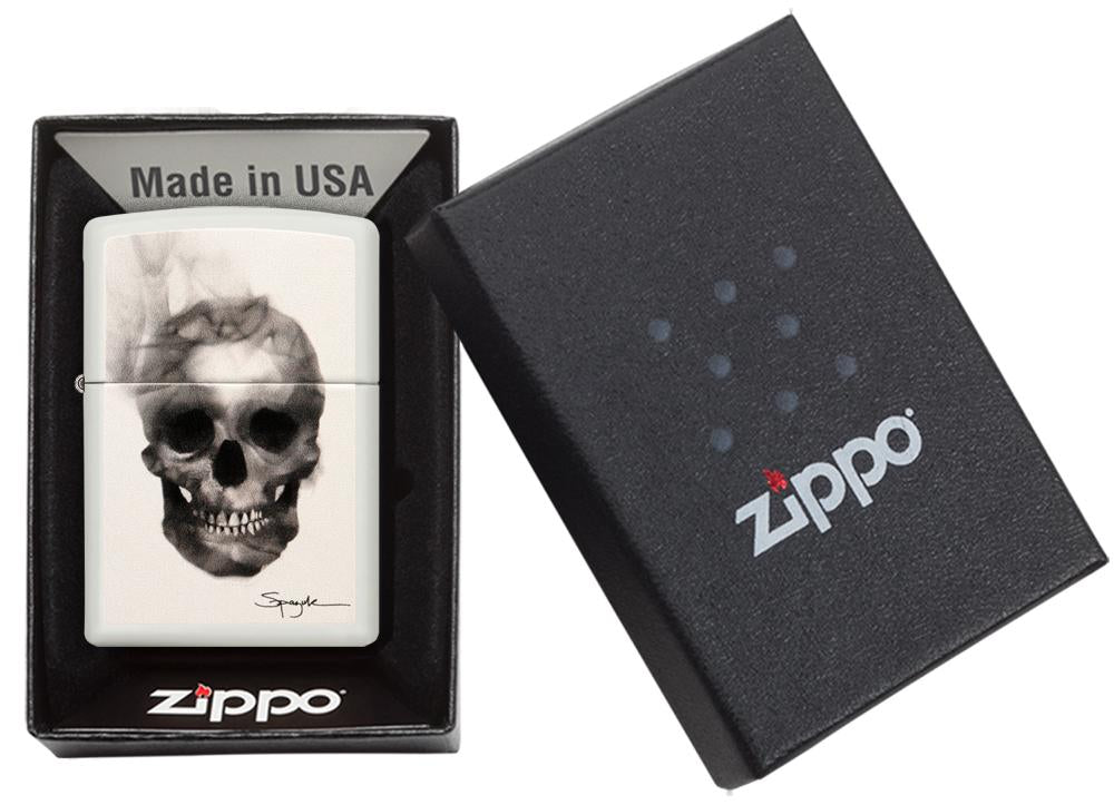 Spazuk White Matte Skull Design Colour Image Windproof Lighter