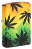 Front shot of Cannabis Design 540 Color Windproof Lighter standing at a 3/4 angle.