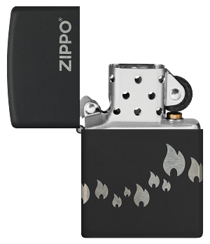 Classic Black Matte with Zippo Logo & Flame 360°