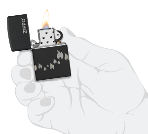 Classic Black Matte with Zippo Logo & Flame 360°