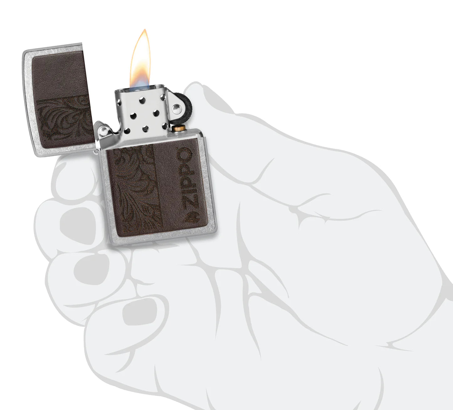 Brown Leather Emblem - Zippo Design