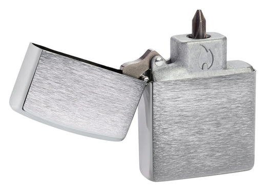 Bit Safe csavarhúzó szálcsiszolt króm tokkal
