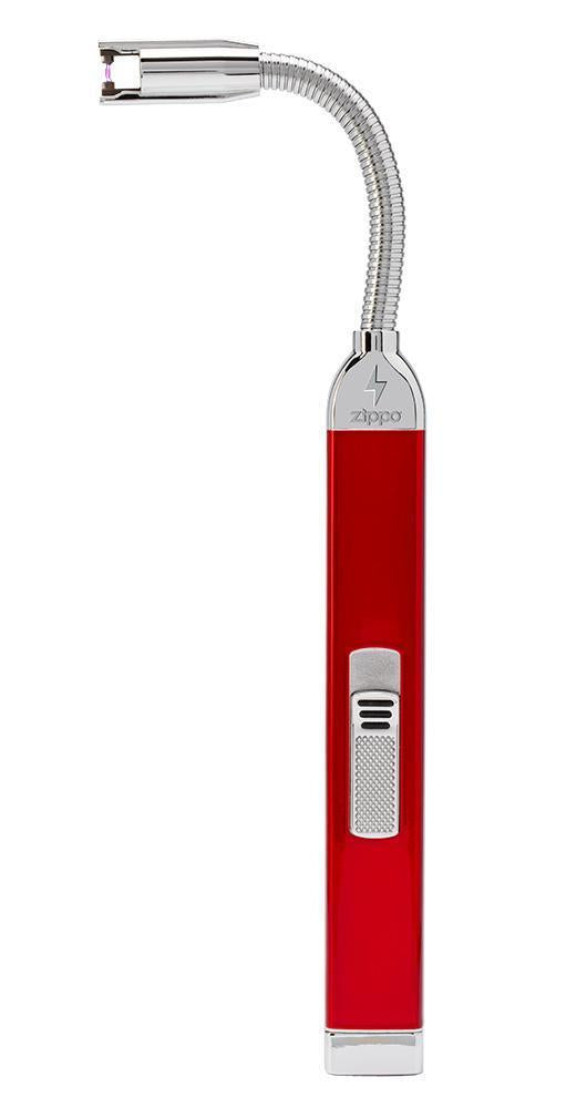 Rechargeable Candle Lighter Candy Apple Red front, with lit arc