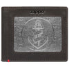 Front of mocha Leather Wallet With Anchor Metal Plate - ID Window