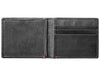 Black Leather Wallet With Bass Metal Plate design cash strap inside empty