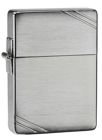 1935 Replica Windproof Lighter with Slashes standing at a 3/4 angle