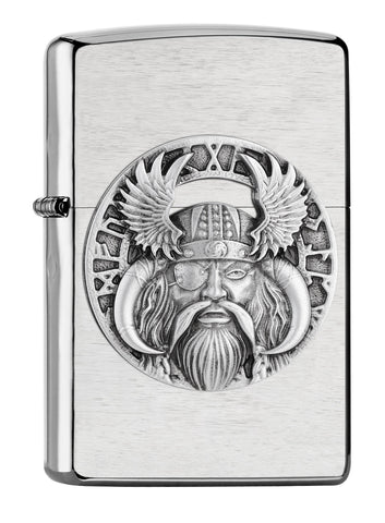 Odin Emblem Brushed Chrome Windproof Lighter Online Only
