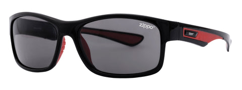 Side view of the Sport Thirty-two Sunglasses red frame and black lenses
