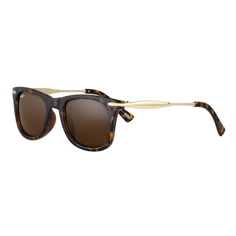 Side view of the Eighty-six Sunglasses leopard frame and brown lenses