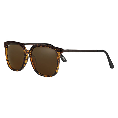 Side view of the Eighty-seven Sunglasses Leopard frame and borwn lenses