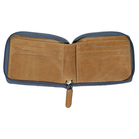 Denim Zipper Bi-Fold Wallet
