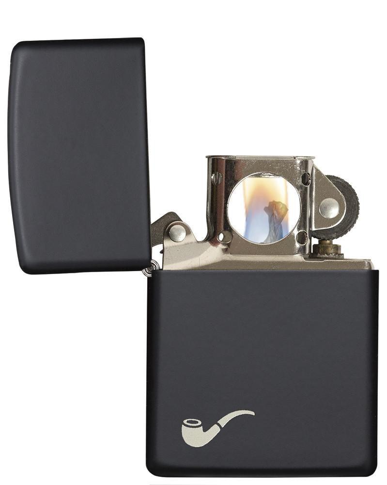 218PL, Black Matte Pipe Lighter with White Pipe Corner Symbol