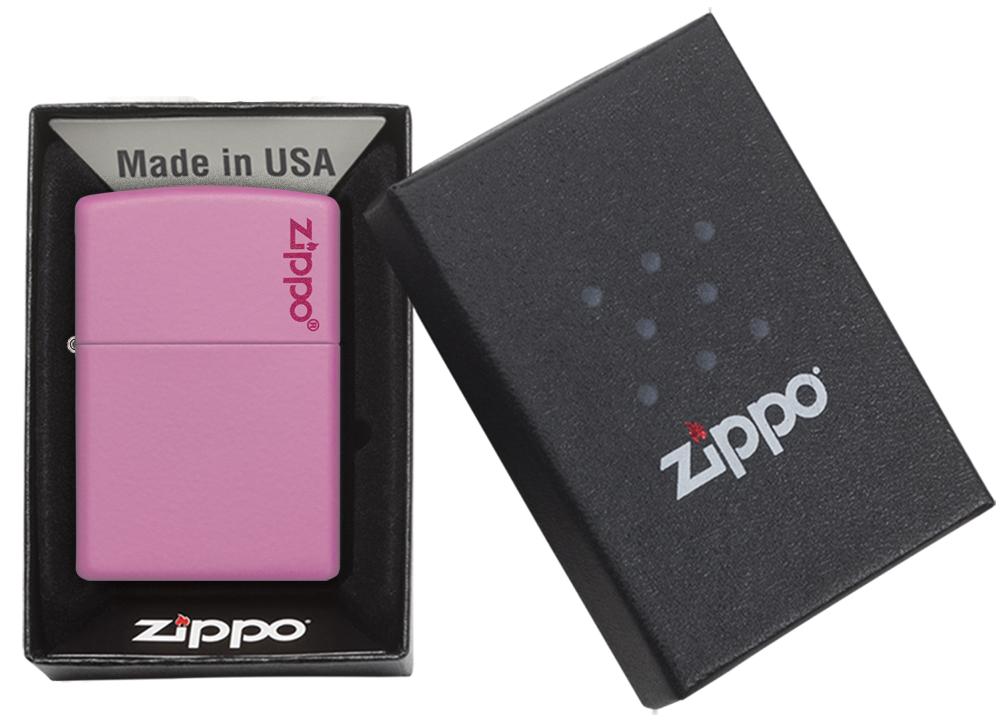 238ZL Pink Matte Lighter with Zippo Logo