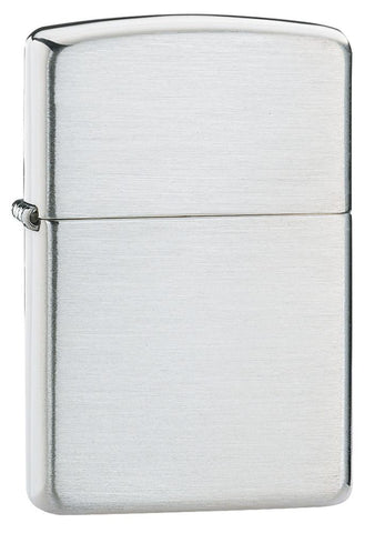 Armor® Brushed Sterling Silver Windproof Lighter standing at 3/4 angle