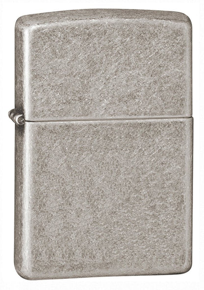 Armor™  Antique Silver Plate Windproof Lighter standing at a 3/4 angle