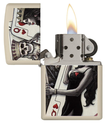 29393, Skull King Queen Card with Queen of Hearts, Color Image, Cream Matte Finish