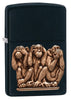 29409, Three Monkeys (See No Evil, Hear No Evil, Speak No Evil) Bronze Emblem on Black Matte Finish