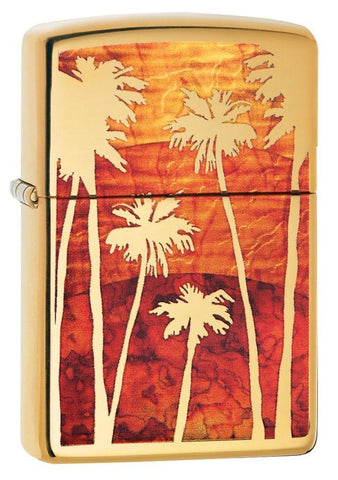 29420, Fusion Palm Tree Sunset, High Polish Brass, Classic Case