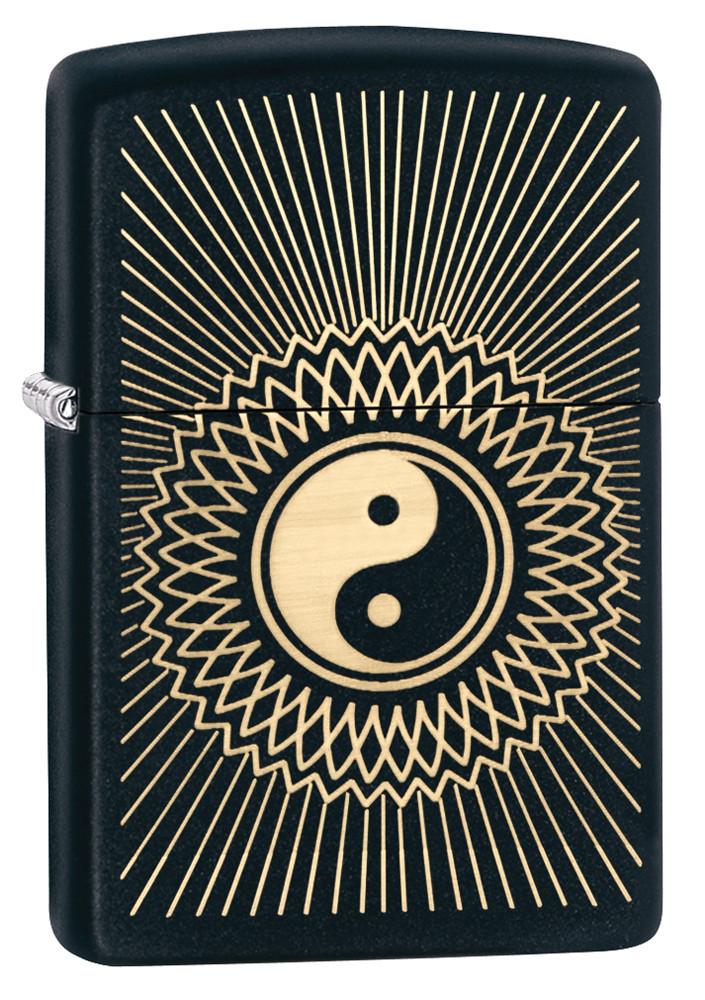 29423, Yin Yang Golden Shining Design, Laser Engraving on Black Matte Finish