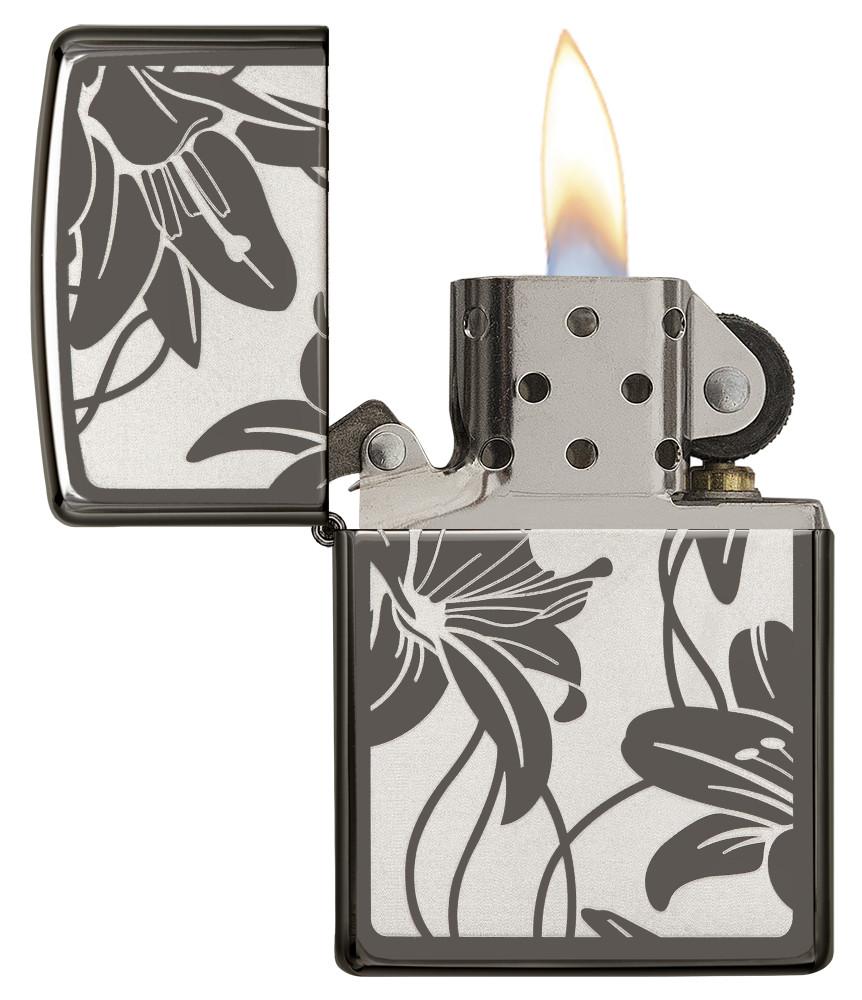 29426, Inverted Lilies, Laser Engraving, Black Ice, Classic Case