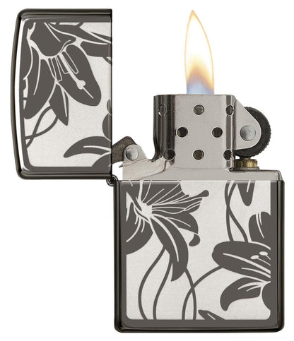 29426, Inverted Lilies, Laser Engraving, Black Ice, Classic Case