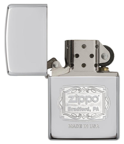 29521, Zippo Bradford, Pa., Double Lustre Engraving on High Polish Chrome Finish