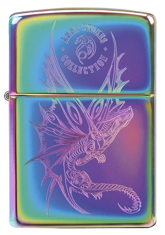Front view of Anne Stokes Engraved Dragon Multi Color Windproof Lighter