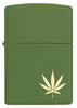 29588, Marijuana Leaf on the Side, Laser Engraving, Green Matte Finish, Classic Case