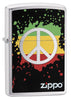 29606 Red, Yellow, & Green Peace Sign design on a Brushed Chrome Lighter