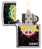 29606 Red, Yellow, & Green Peace Sign design on a Brushed Chrome Lighter - Open Lit