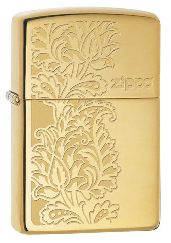 29609 Golden Paisley Zippo Design on a High Polish Brass Lighter
