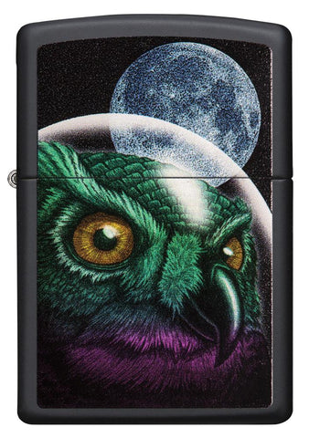29616 Owl in Space Helmet Design on a Black Matte Lighter - Front View