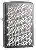 29631 Zippo Script Windproof Engraved Design on a Black Ice Lighter