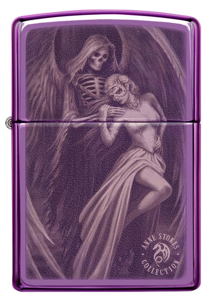 Front view of Anne Stokes High Polish Purple Windproof Lighter