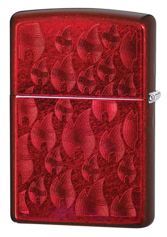 Iced Zippo Flame Design Candy Apple Red Lighter