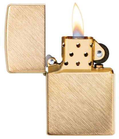 Herringbone Sweep Brass Lighter