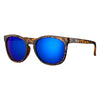 Side Profile of the Blue Flash Full Frame Sunglasses with patterned rim