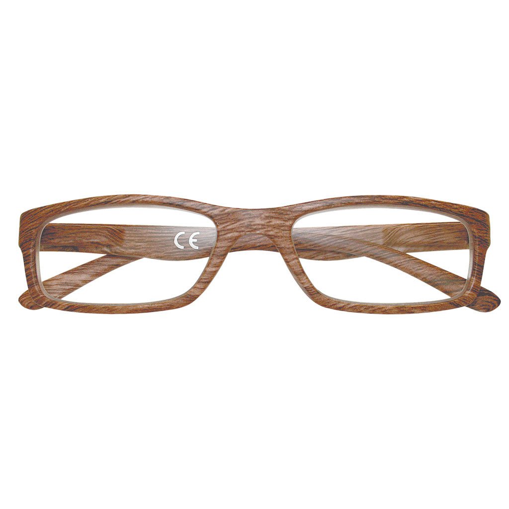 +2.50 Power Slender Brown Walnut Reading Glasses