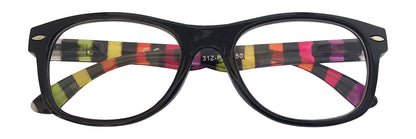 +2.50 Power Black & Rainbow Striped Readers