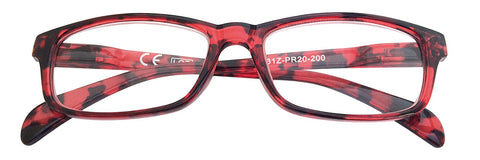 +1.00 Power Red and Black Patterned Readers