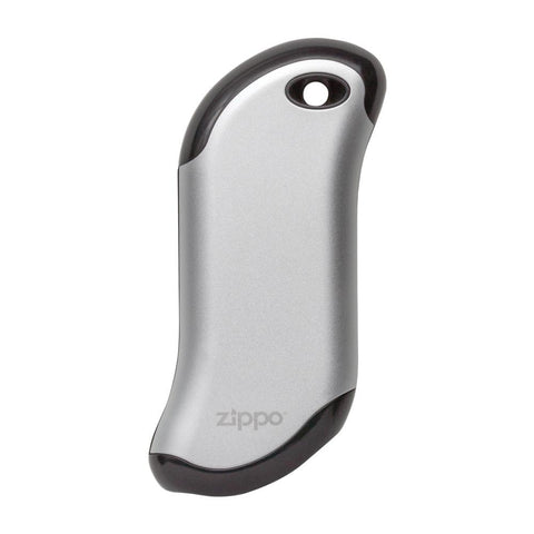 Front of Silver HeatBank 9s Rechargeable Hand Warmer