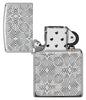 Zippo lighter front view Armor® bright chrome open with deep engraved lines