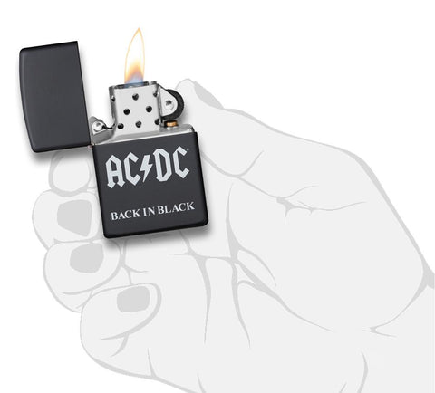 AC/DC® Black Matte Colour Image Windproof Lighter