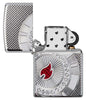 Armor® Poker Chip Design Windproof Lighter with its lid open and not lit