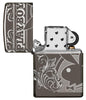 Playboy Laser 360 Design Black Ice windproof lighter with the lid open and not lit